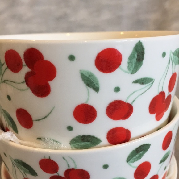 Cherry Ramakins Custard Dishes Porcelain Set 3  NWT 3.75” X 2.25” - Picture 2 of 7